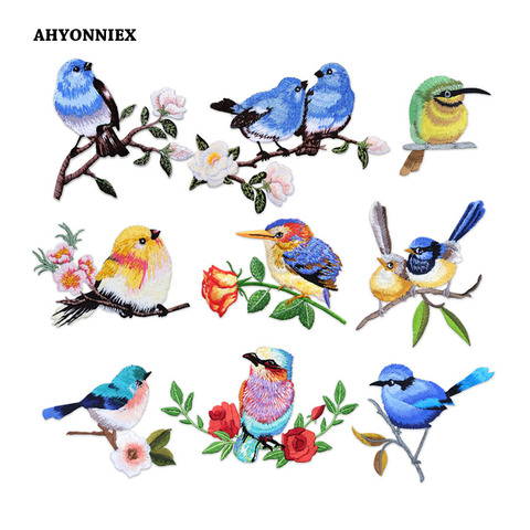 AHYONNIEX 1PC embroidered diverse birds patch animal patches type Stickers Iron on fashion cute clothes Literary decorations ► Photo 1/6