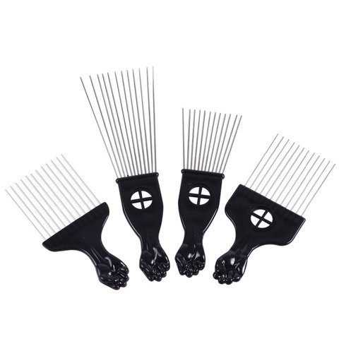 Salon Use Black Metal African American Pick Comb Hair Combs Afro Hair Comb For Hairdressing Styling Tool ► Photo 1/6
