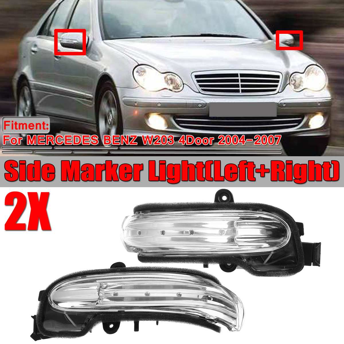 2x Mercedes E-Class W211 18-LED Front Indicator Repeater Turn Signal Light Bulbs 