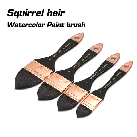 Premium 4 Pcs Round/Flat  Artist Squirrel Hair Paint Brush Large Wash Soft Brushes Set For Art Painting Acrylic Watercolor ► Photo 1/6
