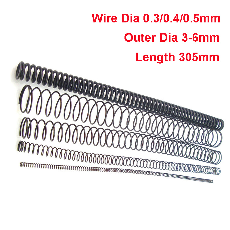 Length 305mm Compression Pressure Spring 304 Stainless Steel Spring 0.3/0.4-5mm 