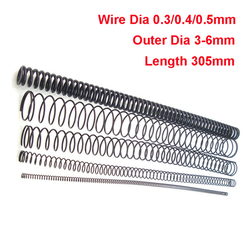 1PCS Y Type Spring Black Manganese Steel Pressure Spring Wire Dia 0.3/0.4/0.5mm Outer Dia 3-6mm Length 305mm ► Photo 1/6