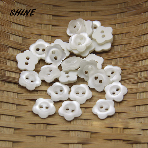 SHINE Resin Sewing Button Scrapbooking Flower White Two Holes 11mm Dia. 50 PCs Costura Botones decorate bottoni botoes ► Photo 1/1