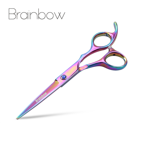 Brainbow 6''Hair Scissors Professional Barber Shop Hairdressing Styling Tool Regular Flat Blades Right-hand Hair Cutting Scissor ► Photo 1/6