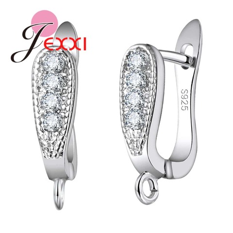 Elegant White Crystal 925 Sterling Silver Clasps Earring DIY Findings For Women Clearly Zircons Wholesale Top Quality ► Photo 1/5