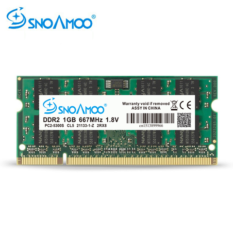 SNOAMOO Laptop RAMs DDR2 1GB 2GB 667MHz PC2-5300S 800MHz PC2-6400S 200 Pin CL5 CL6 1.8V 2Rx8 SO-DIMM Computer Memory Warranty ► Photo 1/5