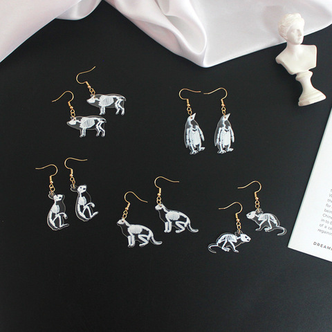 New Creative Transparent Animal Skeleton Drop Earring Mouse Rabbit Penguin Bird Pig Cat Acrylic Earrings For Women Party Jewelry ► Photo 1/6