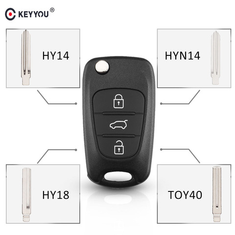 KEYYOU 3 Buttons Flip Remote Car Key Shell Blank for Kia Rio 3 Picanto Cerato Sportage K2 K3 K5 Soul Hyundai I30 IX35 Key Case ► Photo 1/6