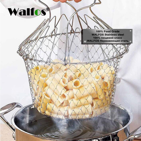 Foldable Steam Rinse Strain Stainless Steel Folding Frying Basket Colander Sieve Mesh Strainer Kitchen Cooking Tools Accessories ► Photo 1/6