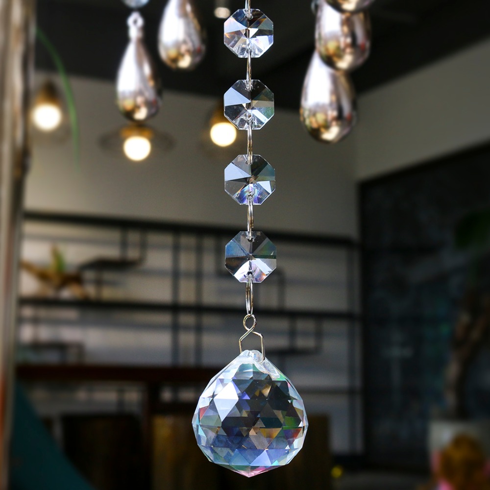 Clear Crystal Ball Suncatcher Prisms Pendant Rainbow Hanging Wedding Decor Tool 