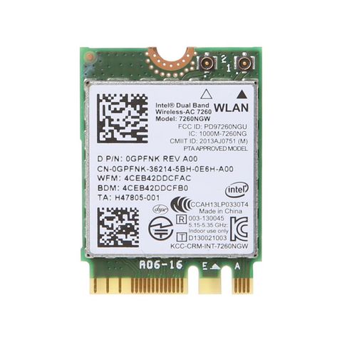 Dell Intel Dual Band Wireless-AC 7260 7260NGW NGFF M.2 Bluetooth WiFi Network Card ► Photo 1/6