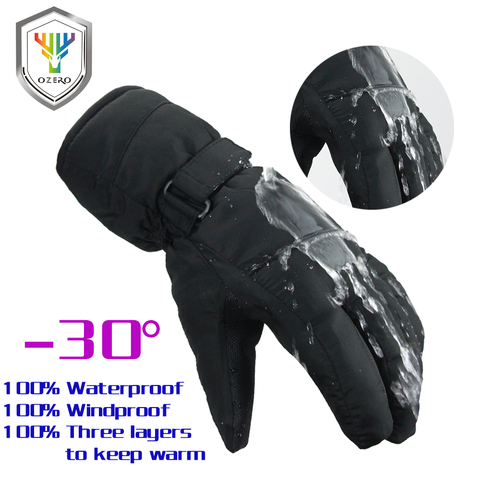 OZERO Winter Ski Gloves Warm Skiing Snowboard Snowmobile Motorcycle Riding Sports Windproof Waterproof Gloves For Woman 9011 ► Photo 1/6