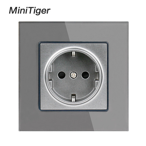 Minitiger Crystal Glass Panel Wall Power Socket Grounded 16A EU Standard Electrical Outlet Black White Gold Grey Colorful ► Photo 1/6