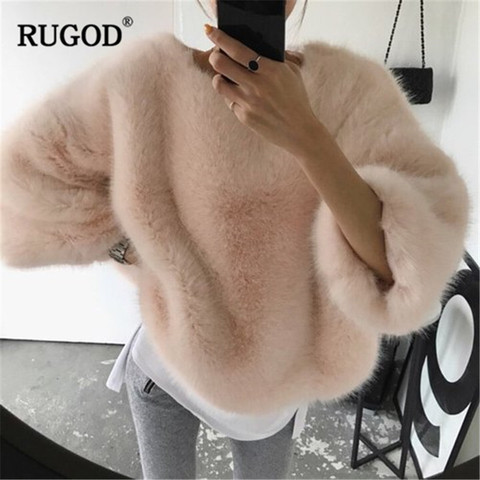 Woman Thicken Warm Jersey 2022 Korean Casual Long Sleeve Oversized Sweaters Female All Match Furry Winter Clothes YYQX069 ► Photo 1/6
