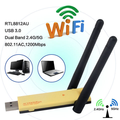 Realtek RTL8812AU/RTL8812BU Dual Band 1200Mbps Wireless USB WiFi Network Adapter Antenna ► Photo 1/6