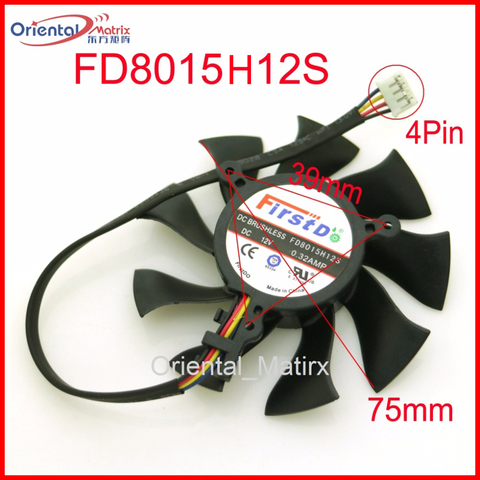 Free Shipping FD8015H12S 75mm VGA Fan For Sapphire HD6850 HD4860 HD5850 HD4890 Graphics Card Cooling Fan 4Pin ► Photo 1/6
