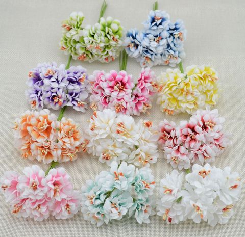 6pcs Fake Flower Silk Gradient Stamen Handmake Artificial Flower Bouquet Wedding Decoration DIY Wreath Gift Scrapbooking Craft ► Photo 1/6