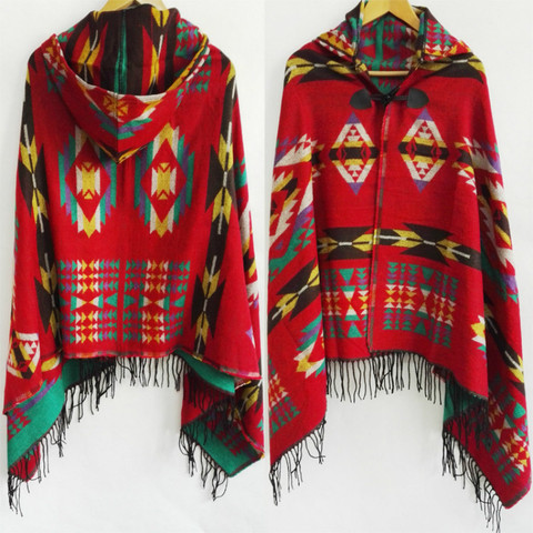 Ethnic Multifunction Bohemian Shawl Scarf Tribal Fringe Hoodies Jacket striped Cardigans blankets Cape shawl tassels Poncho Coat ► Photo 1/6
