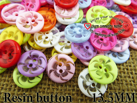 100PCS 13.5MM Transparent Mixed Flowers Shape Dyed RESIN Buttons Coat Boots Sewing Clothes Accessory Decoration Fit R-135-1 ► Photo 1/6