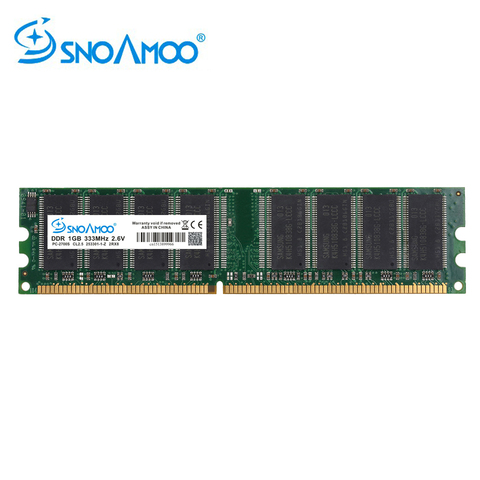 SNOAMOO DDR1 DDR 1GB PC2700/3200 DDR 333MHz/400MHz 184Pin Desktop PC memory CL2.5 DIMM RAM 1G Lifetime Warranty ► Photo 1/5