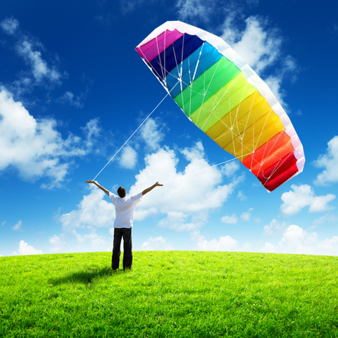 free shipping dual line parafoil kite flying tools line power braid sailing kitesurf rainbow outdoor toys sports beach weifang ► Photo 1/3