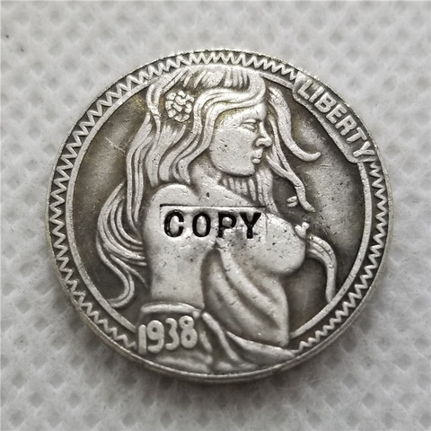 Hobo Nickel Coin_Type #46_1938-D BUFFALO NICKEL COIN COPY FREE SHIPPING ► Photo 1/2