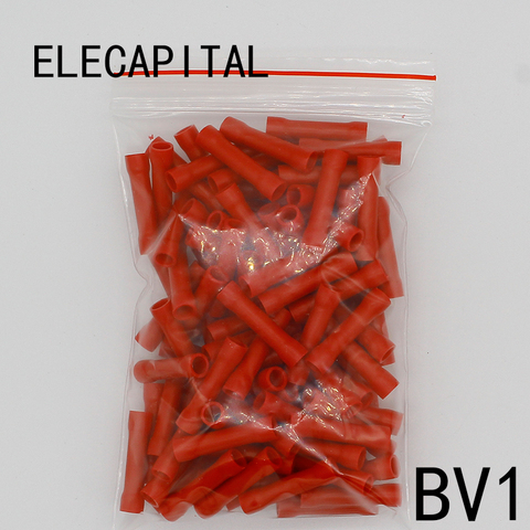 BV1 BV1.25 Full Insulating Wire Connector wire connector Butt Connectors Crimp Electrical Wire Splice Terminal 100PCS/Pack BV ► Photo 1/2