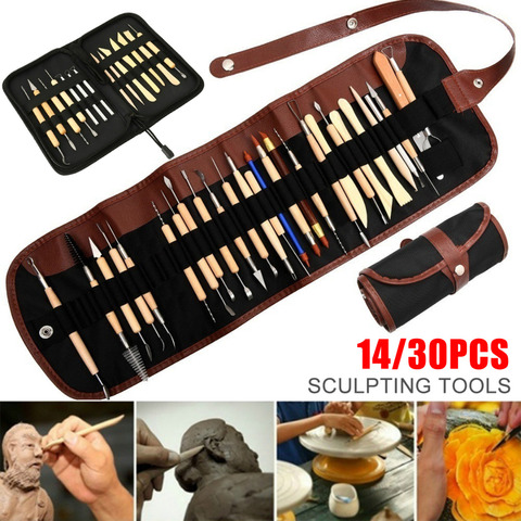 Beginner Clay Pottery Ceramic Sculpting Tools 14/30pcs Pottery Woodwork Sculpting Tool Kit DIY Wood Clay Crafts Modeling Tools ► Photo 1/6