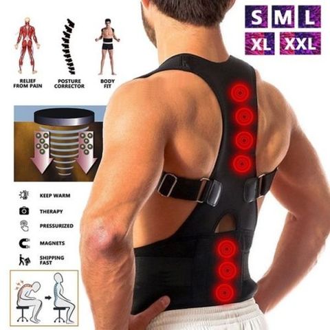 Magnetic Therapy Adult Back Corset Shoulder Lumbar Posture Corrector Bandage Spine Support Belt Back Support Posture Correction ► Photo 1/6