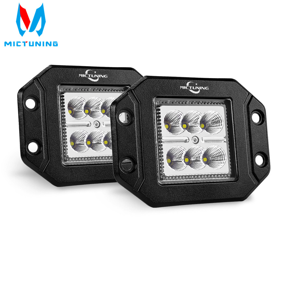 MICTUNING 2PCS 18W Flood LED Work Light Bar Flush Mount Driving Light Bar  Offroad Fog Lamp for 4X4 J-eep ATV UTV Truck Boats - Price history & Review