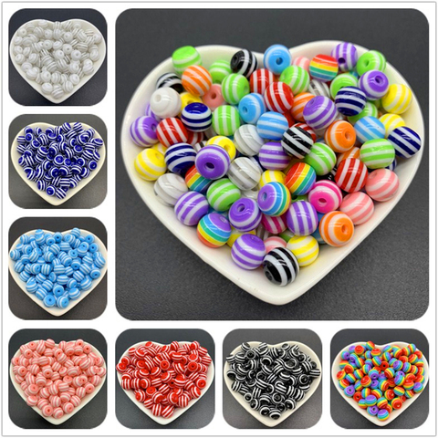 6mm 8mm 10mm Round Spacer Beads Charms Resin Stripe Loose Spacer Beads For Jewelry Making DIY Bracelet Necklace Accessories ► Photo 1/6
