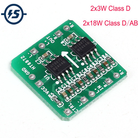 DC 6-14V / 3.6-6.5V Differential Amplifier Board 2x18W / 2x3W Digital Class D/Class AB Audio Power Amplifier NS4110B Voltage ► Photo 1/6