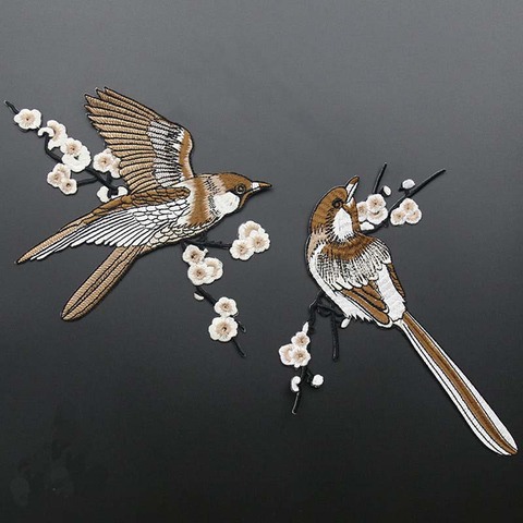 Bird Embroidered Patches Iron on Sewing Parches for clothes applique embroidery DIY Supplies Crafts Sticker 1Pair FSD06 ► Photo 1/4
