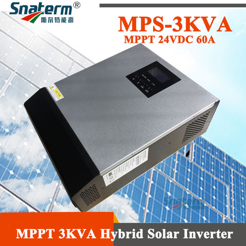 MPS 3KVA/2400W MPPT hybrid solar inverter 24VDC to 230VAC with 24V60A MPPT Solar Charger and 30A AC charger Off gird inverter ► Photo 1/1
