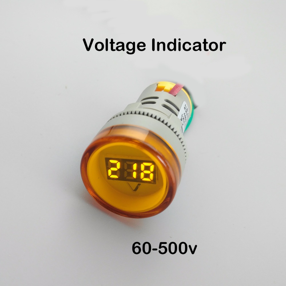 22MM AC60-500V LED Voltmeter Voltage Meter Indicator Pilot Light New DIY Green 
