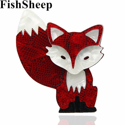 FishSheep 2 Colors New Acrylic Lovely Fox Brooches And Pins Acetate Fiber Animal Style Brooch For Women Scarf Accessories Gifts ► Photo 1/6
