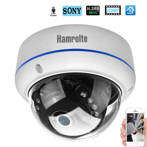 Hamrolte IP Camera H.265 SONY IMX323 UltraLow Illumination 3MP 2MP Vandal-proof Dome Camera Audio Record Motion Detection ONVIF ► Photo 1/6