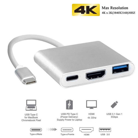 Thunderbolt 3 Adapter USB Type C Hub to HDMI 4K support Samsung Dex mode USB-C Dock with PD for MacBook Pro/Air 2022 ► Photo 1/6