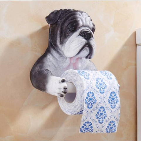 Gray Dog Toilet Paper Holder Toilet Hygiene Resin Tray Free Punch Hand Tissue Box Household Paper Towel Holder Reel Spool Device ► Photo 1/6