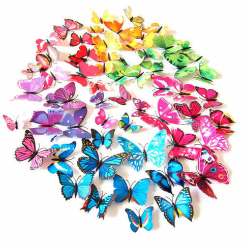 New Gossip Girl Same Style 12pcs/set 3D Butterfly Wall Stickers Living room Butterflies Decors For Home Fridge Decoration ► Photo 1/6