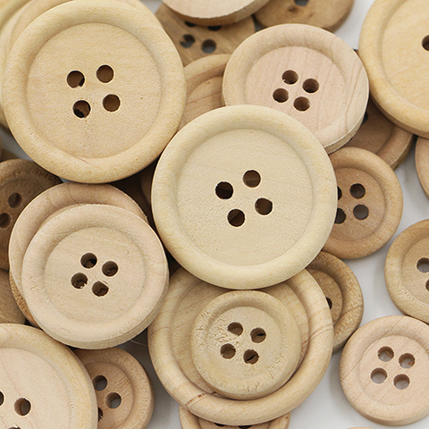 50 Pcs Mixed Wooden Buttons Natural Color Round 4-Holes Sewing Scrapbooking DIY Clothes Buttons Sewing Accessories ► Photo 1/6
