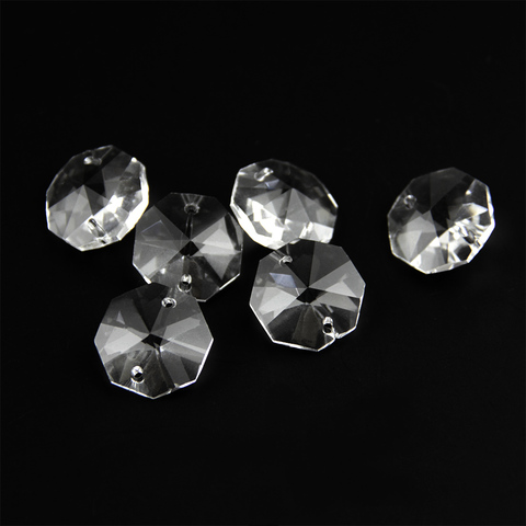 All Sizes 10MM~50MM 50pcs Clear Color Octagon Beads In 2 Holes For Chandelier Prism Parts ► Photo 1/5