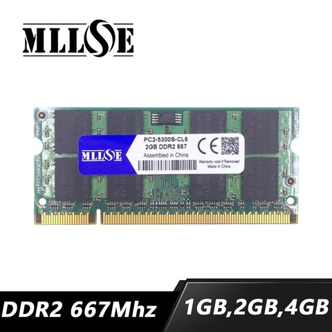 MLLSE 1gb 2gb 4gb ddr2 667 pc2-5300 sdram laptop, ddr2 667mhz 2gb pc2-5300s dimm notebook, memory ram ddr2 2gb 2g 667 mhz sodimm ► Photo 1/6