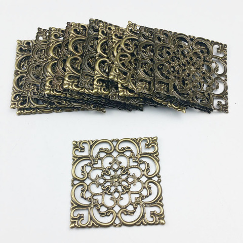 40mm 20pcs Wholesale Filigree crafts  Hollow   Embellishments Findings,Jewelry Accessories,Bronze Tone ornaments ► Photo 1/2
