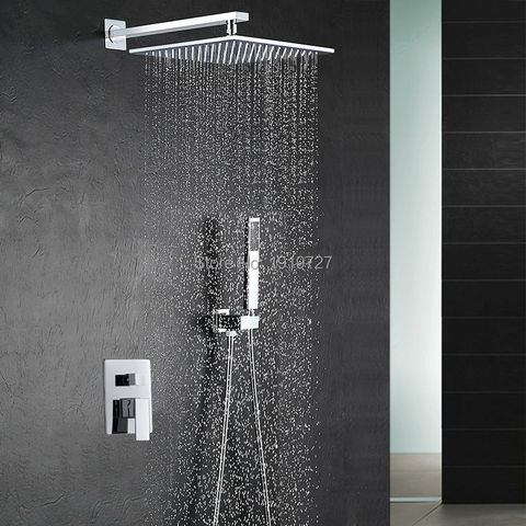 10 Inch Shower Head Luxury Wall Mounted Square Style Brass Waterfall Shower Set Factory Direct New Rainfall Bathroom Shower Kit ► Photo 1/6