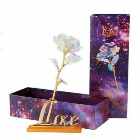 Romantic Galaxy Rose Flower with Love Base Stand Gift For Friends Valentines Birthdays Wedding  Anniversary Mother's day ► Photo 1/6