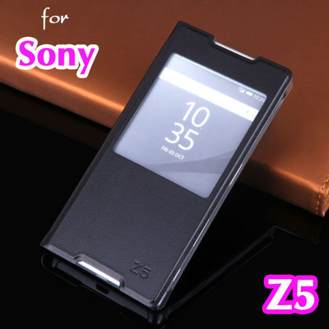 Price history & Review on Flip Cover Leather Case For Sony Xperia Z5 Z 5 E6603 E6653 E6683 E6633 5.2 Inch Cases Clear View Window Phone Case | AliExpress Seller -