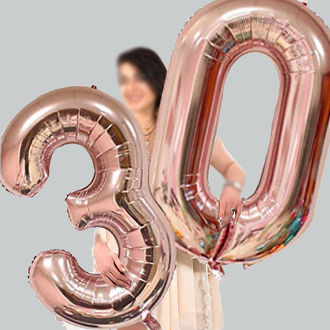 32/40inch Number Aluminum Foil Balloons Rose Gold Silver Digit Figure Balloon Child Adult Birthday Wedding Decor Party Supplies ► Photo 1/6
