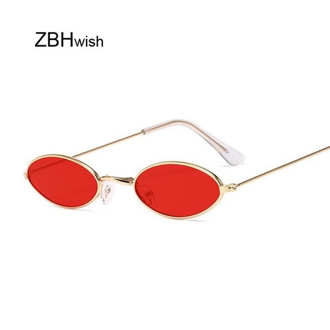 Retro Small Oval Sunglasses Women Vintage Brand Shades Black Red Metal Color Sun Glasses For Female Fashion Designer Lunette ► Photo 1/6