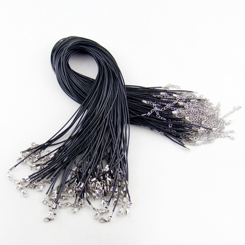 Wholesale 1.5mm black Wax Leather cord necklace rope pendant 45cm with Lobster clasp jewelry diy pendants 100pcs/lot free ► Photo 1/4